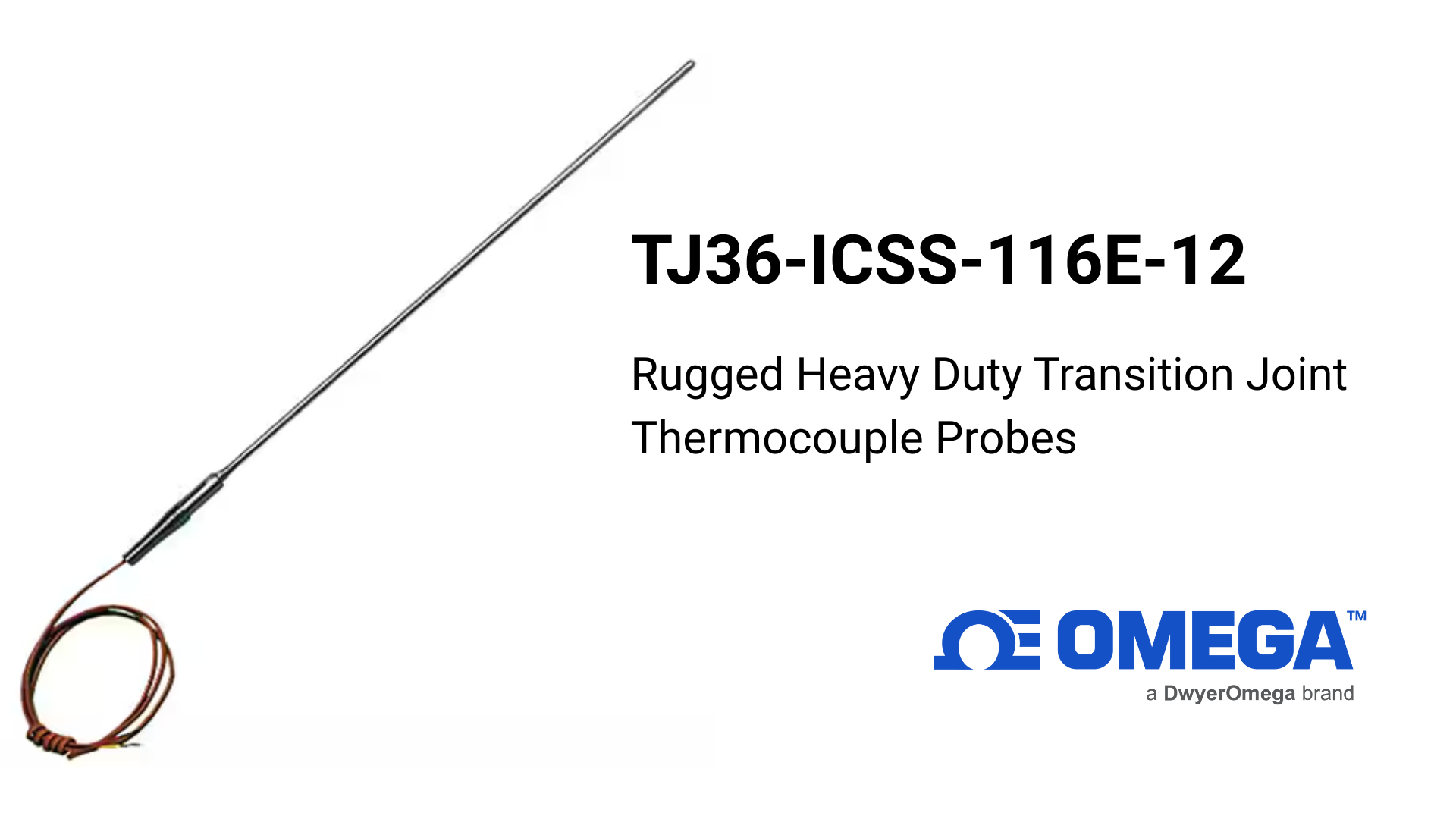 Omega TJ36-ICSS-116E-12: Rugged Heavy-Duty Type J Transition Joint Thermocouple Probe