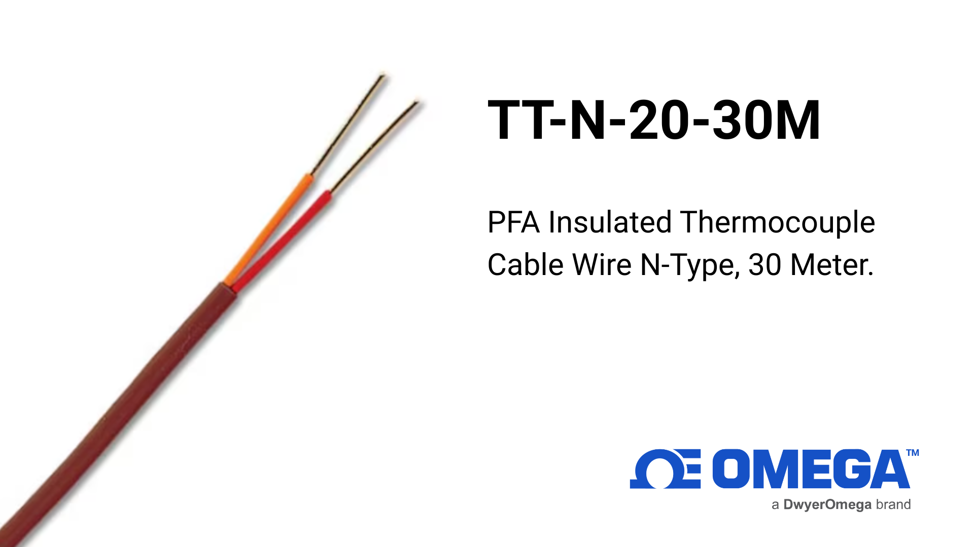 Omega TT-N-20-30M – PFA Insulated Thermocouple Cable Wire N-Type, 30 Meter
