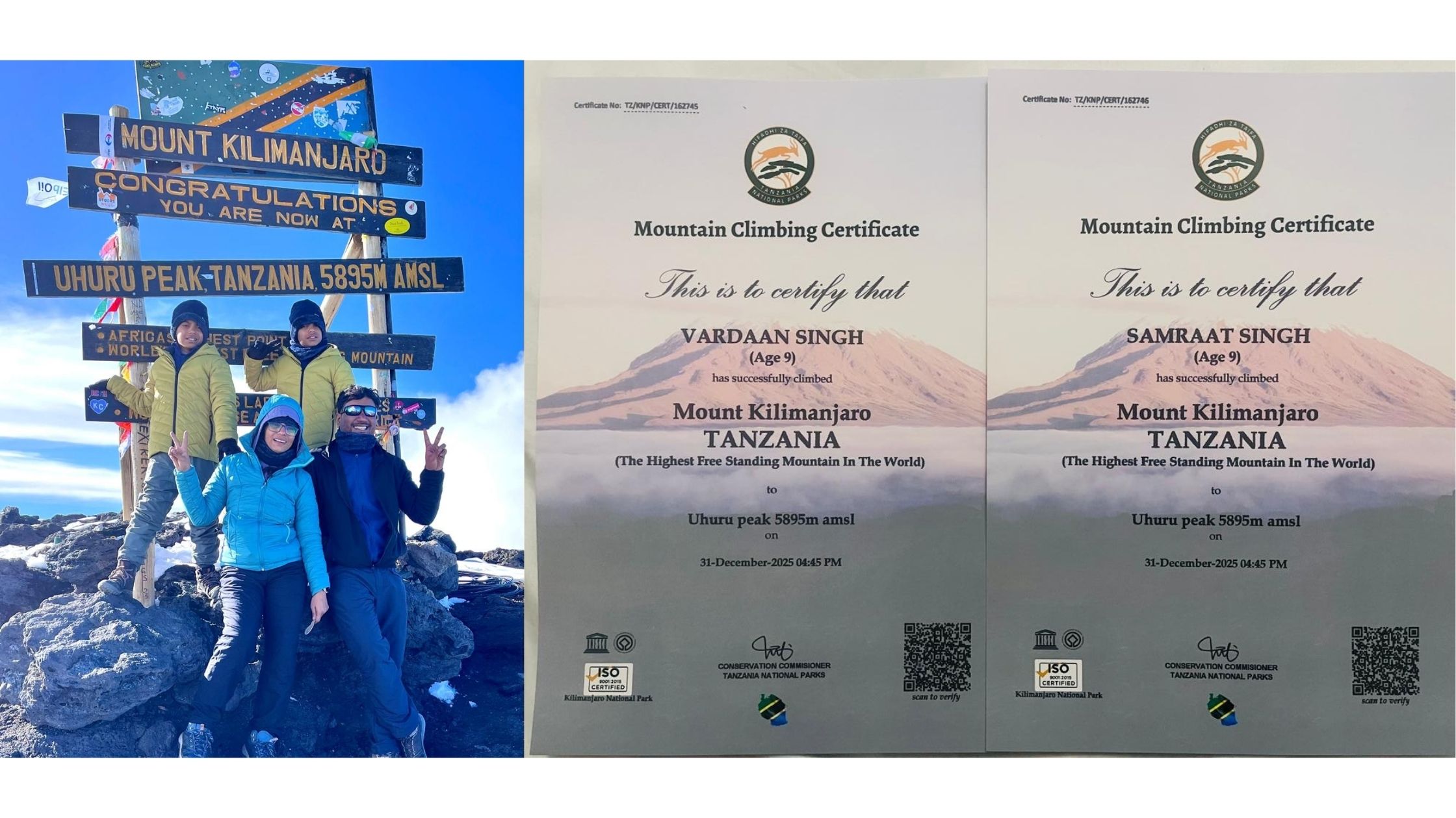 Youngest Twins Successfully Trekked Mount Kilimanjaro: Samraat Singh & Vardaan Singh Created History