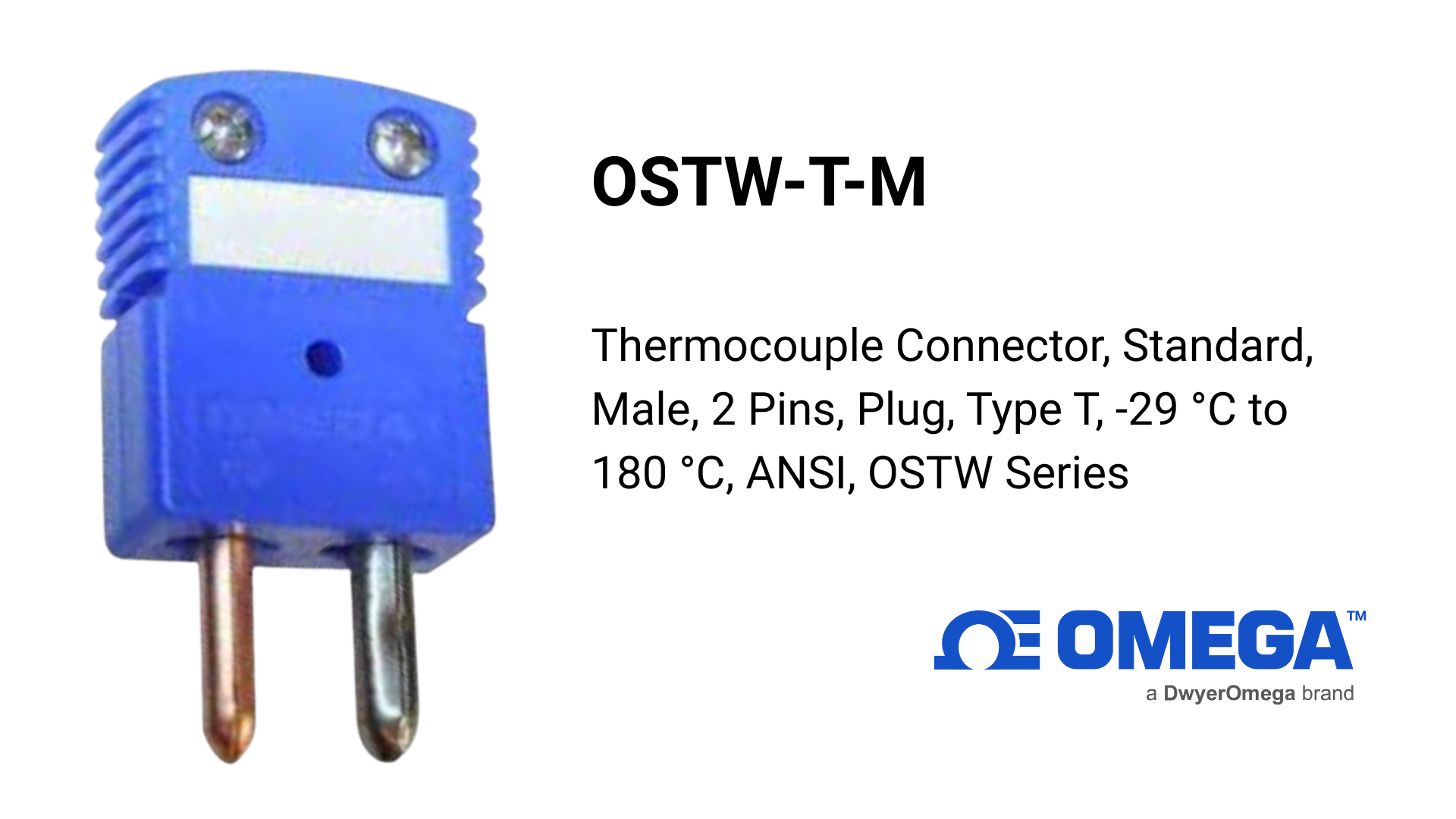 Omega OSTW-T-M Thermocouple Connector: Reliable Standard Type T Plug