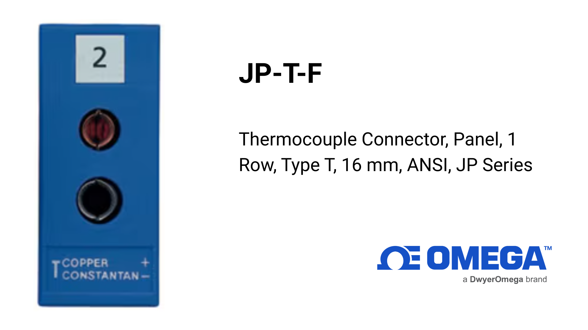Omega JP-T-F Thermocouple Connector: Reliable Panel Jack for Type T Applications