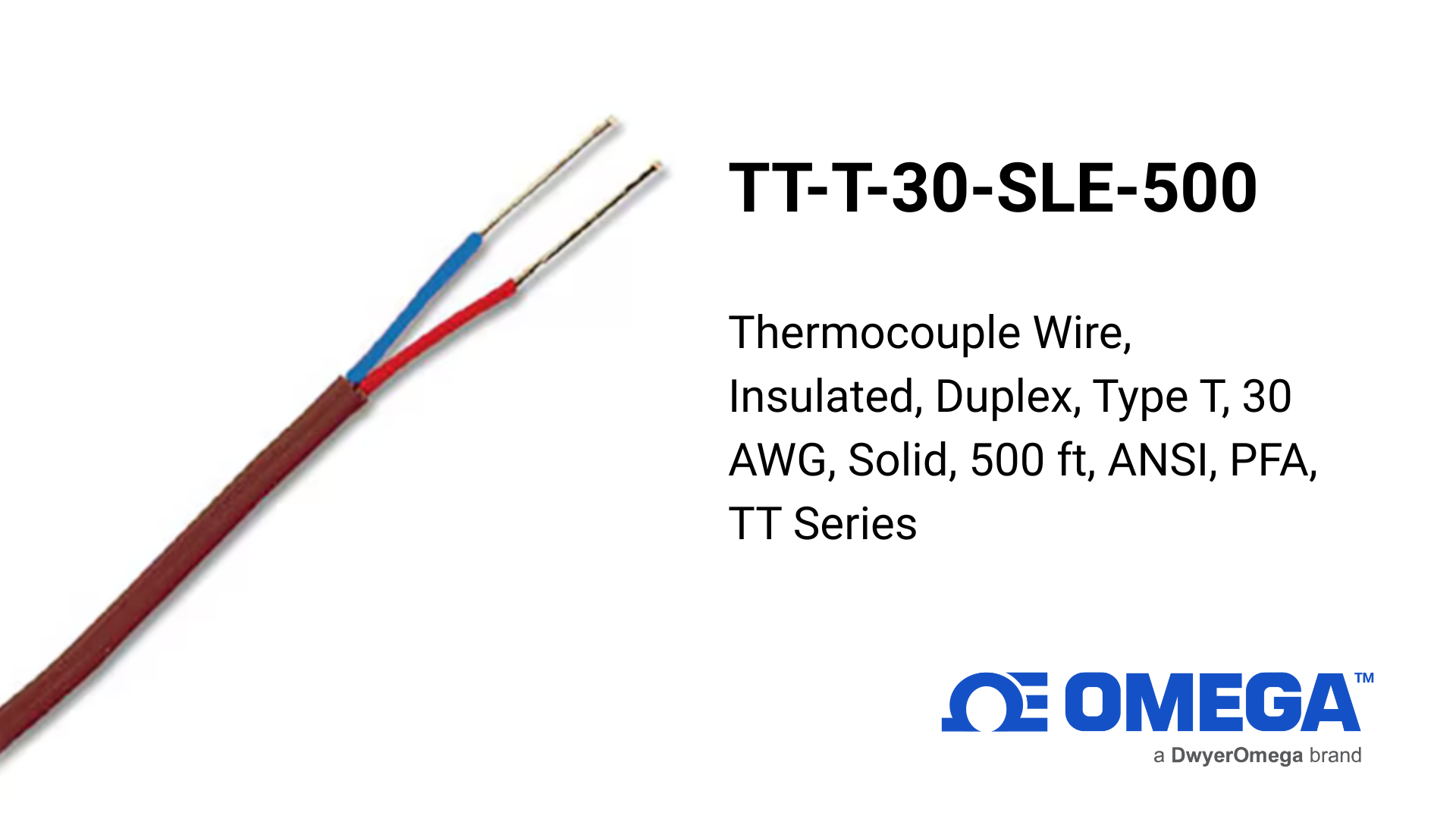 Omega TT-T-30-SLE-500 Thermocouple Wire – Reliable Duplex Type T Solution